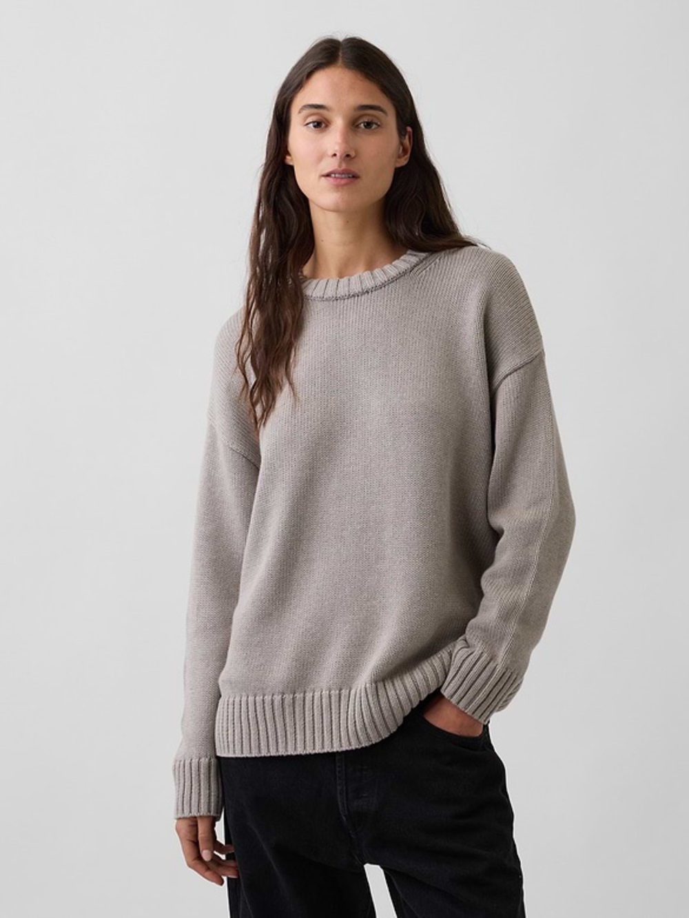 GAP 100% Cotton Oversized Sweater medium cool brown
